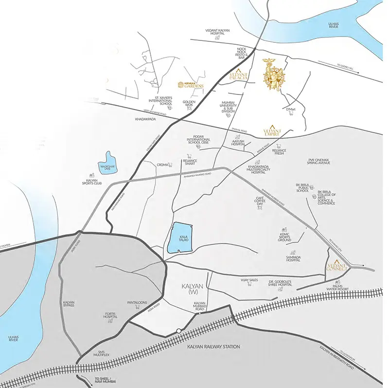 Vedant Mayfair Strategic Location Map Kalyan